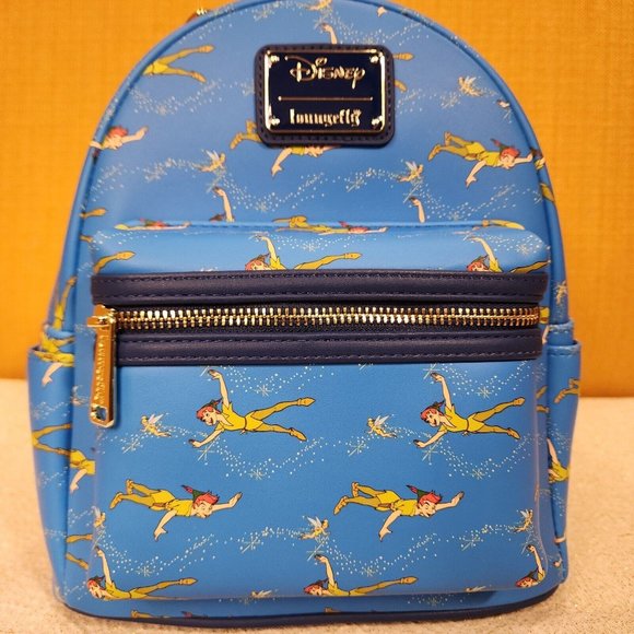 Loungefly Disney Peter Pan Flying TinkerBell AOP Blue Mini Backpack NEW main image 12